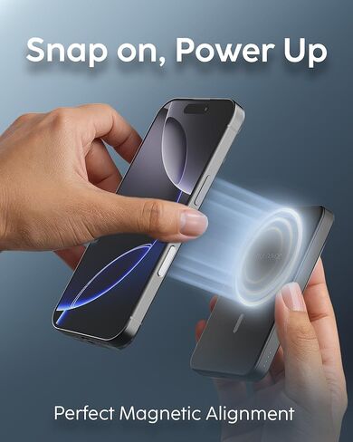 myCharge CliqAir 5000mAh Magnetic Power Bank – Ultra-Thin 0.3" Design | 15W Qi2 Fast Wireless Charging | 20W PD USB-C Port | Powerful Magnetic Hold | Perfect for Travel, Work, or Everyday Use | Black in Saudi Arabia