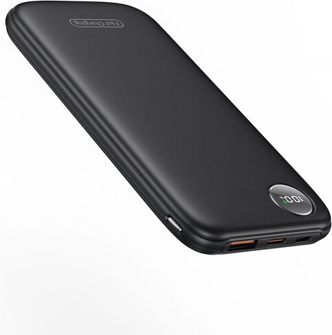 Powerbank Fast Charging Max 12V/4.5A, Ultra Slim Portable Charger USB C 10000mah, Travel Power Bank for iPhone 11 12 13 14 15 16 17 Samsung Android, DC Lightweight Battery Pack Phone Charger, Black in Kuwait