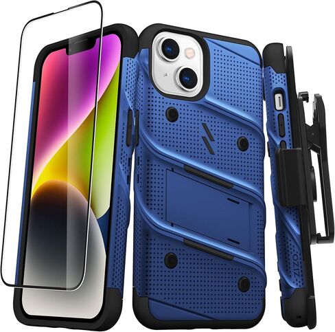 ZIZO Bolt Bundle لهاتف iPhone 14 (6.1) حافظة مع واقي شاشة ومسند وحافظة - أزرق in Saudi Arabia
