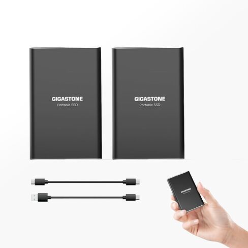 جيجاستون 2 تيرابايت (2-حزمة) سرعة قراءة SSD خارجية 500 ميجابايت/ثانية USB 3.2 USB-C محرك أقراص الحالة الصلبة الخارجي المحمول، 3D NAND Ultra Slim Metal، لجهاز PS4 PC والكمبيوتر المحمول Mac Windows Linux Android Xbox One Smart TV in Saudi Arabia