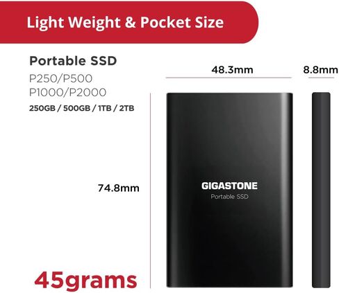 جيجاستون 2 تيرابايت (2-حزمة) سرعة قراءة SSD خارجية 500 ميجابايت/ثانية USB 3.2 USB-C محرك أقراص الحالة الصلبة الخارجي المحمول، 3D NAND Ultra Slim Metal، لجهاز PS4 PC والكمبيوتر المحمول Mac Windows Linux Android Xbox One Smart TV in Saudi Arabia
