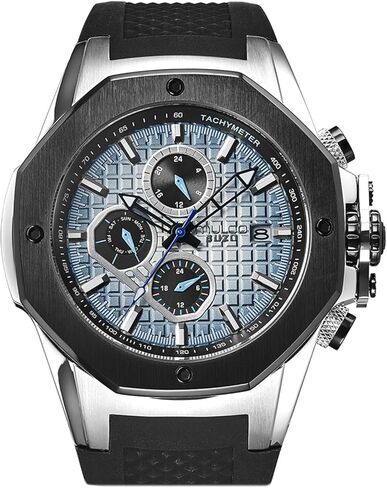 ساعة MULCO Buzo Tentacles للرجال - هيكل من الفولاذ المقاوم للصدأ مع سوار معصم من السيليكون، حركة كوارتز متعددة الوظائف، شاشة عرض تناظرية كبيرة للوجه، مقاومة للماء حتى عمق 100 متر، تصميم رياضي فاخر in Kuwait