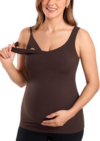 MOMANDA Maternity Nursing Tank Tops | Natrelax collection, Built in bra, Sleeveless prgnancy Tee, V neck, For women workout in Kuwait