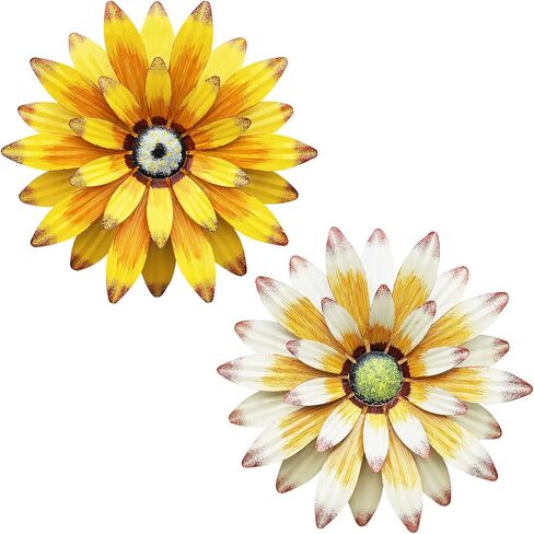 WKHOMEDECO Galvanized Farmhouse Metal Flowers Wall Decor Inspirational,Wall Decor Hanging for Indoor Outdoor Home Bedroom Living Room Office Porch Patio Garden Fence 13Inch,Handmade Gift, Set of 2 in Saudi Arabia