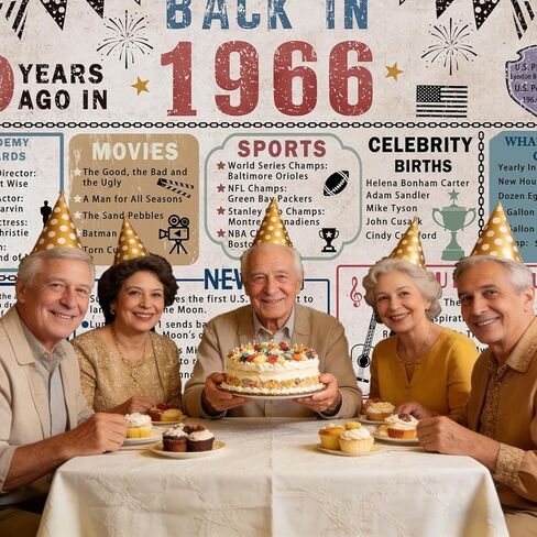 60th Birthday Party Decorations, Vintage Back in 1966 Banner, 60 Year Old Birthday Party Poster Supplies, 1966 Backdrop Photography Background for Men Women, 60th Birthday Party Gift in Saudi Arabia