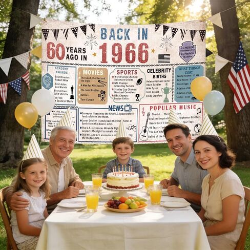 60th Birthday Party Decorations, Vintage Back in 1966 Banner, 60 Year Old Birthday Party Poster Supplies, 1966 Backdrop Photography Background for Men Women, 60th Birthday Party Gift in Saudi Arabia