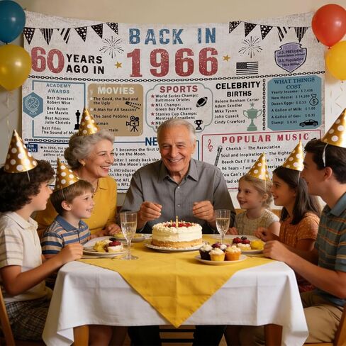 60th Birthday Party Decorations, Vintage Back in 1966 Banner, 60 Year Old Birthday Party Poster Supplies, 1966 Backdrop Photography Background for Men Women, 60th Birthday Party Gift in Saudi Arabia
