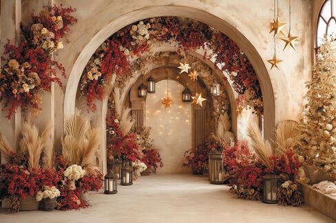 Spring Floral House Interior Backdrop 10x6.5ft Vintage Country Floral Door Arch Anniversary Weeding Photography Backdrops Western Rustic Birthday Party Baby Shower Photo Video Studio Props in Saudi Arabia