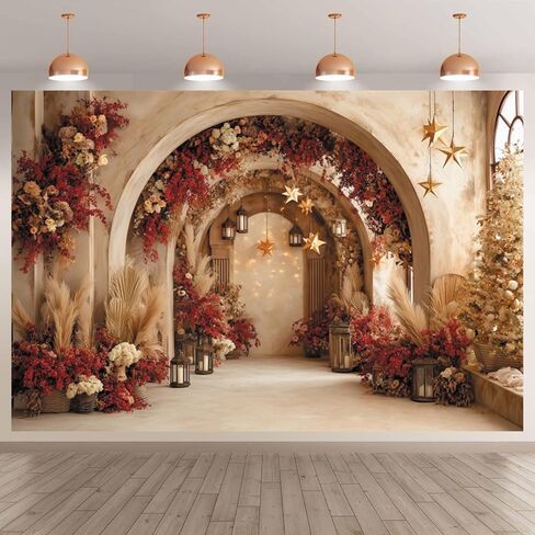Spring Floral House Interior Backdrop 10x6.5ft Vintage Country Floral Door Arch Anniversary Weeding Photography Backdrops Western Rustic Birthday Party Baby Shower Photo Video Studio Props in Saudi Arabia