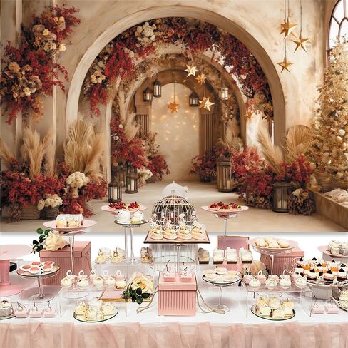 Spring Floral House Interior Backdrop 10x6.5ft Vintage Country Floral Door Arch Anniversary Weeding Photography Backdrops Western Rustic Birthday Party Baby Shower Photo Video Studio Props in Saudi Arabia