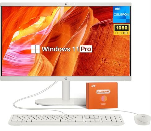 كمبيوتر مكتبي HP Business الكل في واحد، شاشة 21.5 بوصة FHD، ذاكرة وصول عشوائي 8 جيجابايت، 512 جيجابايت SSD، Intel Celeron J4025، Intel UHD Graphics 600، كاميرا ويب، Wi-Fi 6، HDMI، ماوس سلكي ولوحة مفاتيح، Windows 11 Pro، مع ملحقات in Kuwait