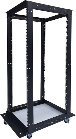 32U 4-Post Open Frame Server Rack, Adjustable Depth 24"-37", 19-Inch Network Equipment Rack, Floor Standing Open Frame Network Rack with Square Mounting Holes, Steel 32U Rack in Saudi Arabia