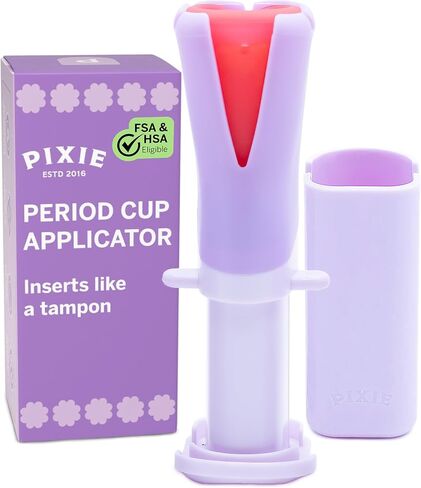 Pixie Menstrual Cup Applicator - Inserts Like A Tampon™ - Every Woman Can Now Use Period Cups - Perfect for Long Nails - Self Sanitizer TPE Properties - Travel Case in Saudi Arabia
