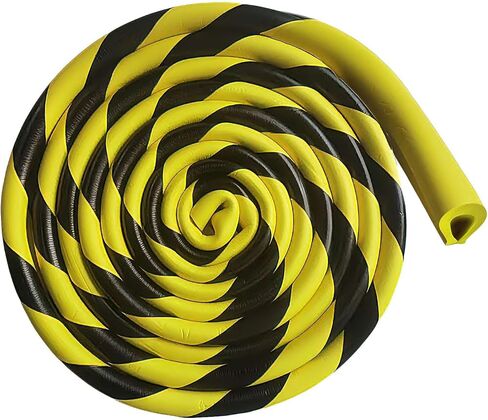 واقي الحواف، 196.9 بوصة/5 متر حشوة إسفنجية آمنة عالية الوضوح، واقي زاوية حافة قناة U، مصد ذاتي اللصق للحافة الحادة، صفائح معدنية، أصفر أسود in Kuwait