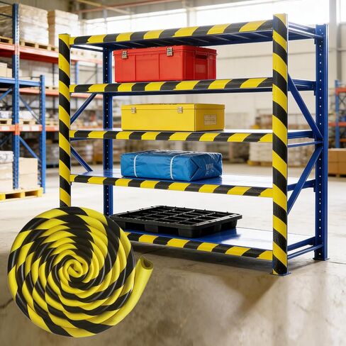 واقي الحواف، 196.9 بوصة/5 متر حشوة إسفنجية آمنة عالية الوضوح، واقي زاوية حافة قناة U، مصد ذاتي اللصق للحافة الحادة، صفائح معدنية، أصفر أسود in Kuwait