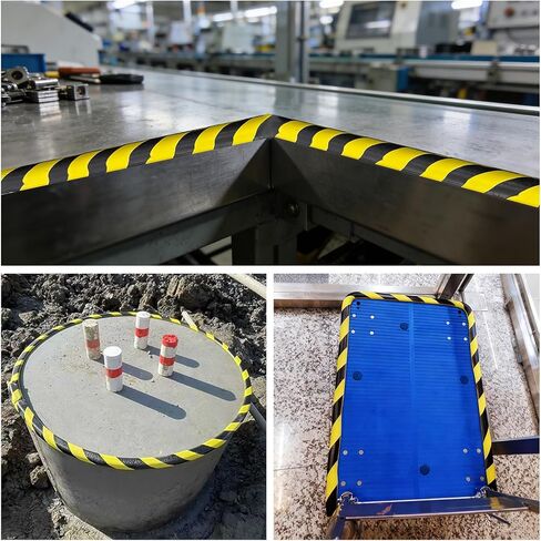 واقي الحواف، 196.9 بوصة/5 متر حشوة إسفنجية آمنة عالية الوضوح، واقي زاوية حافة قناة U، مصد ذاتي اللصق للحافة الحادة، صفائح معدنية، أصفر أسود in Kuwait