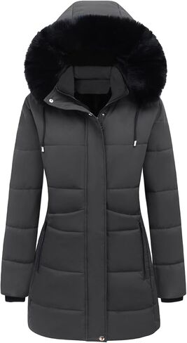 Gihuo Women's Winter Warm Puffer Coat Quilted Long Parka Jacket with Removable Hood in Saudi Arabia