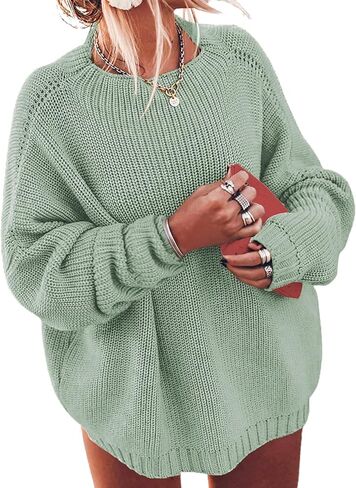 ForHailey Womens Oversized Sweaters Plus Size Casual Long Sleeve Mock Neck Loose Fit Knitted Soft Pullover Jumper Tops Blue XX-Large in Saudi Arabia