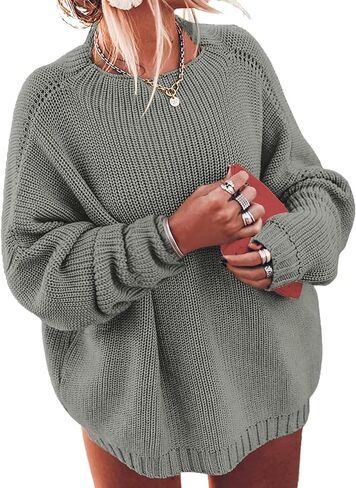 ForHailey Womens Oversized Sweaters Plus Size Casual Long Sleeve Mock Neck Loose Fit Knitted Soft Pullover Jumper Tops Blue XX-Large in Saudi Arabia