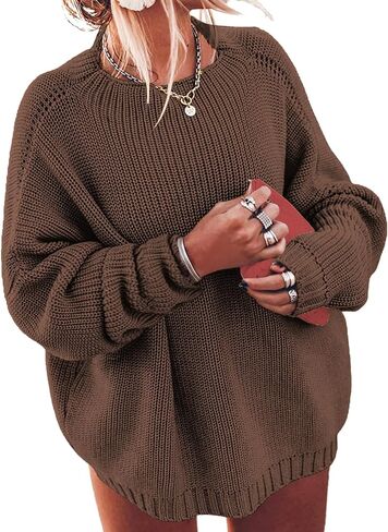 ForHailey Womens Oversized Sweaters Plus Size Casual Long Sleeve Mock Neck Loose Fit Knitted Soft Pullover Jumper Tops Blue XX-Large in Saudi Arabia