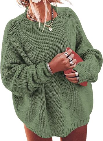 ForHailey Womens Oversized Sweaters Plus Size Casual Long Sleeve Mock Neck Loose Fit Knitted Soft Pullover Jumper Tops Blue XX-Large in Saudi Arabia