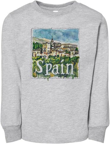 Travel Stamp Spain Toddler Kids Long Sleeve T-Shirt in Saudi Arabia