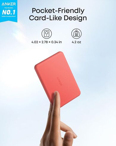 باور بانك Anker MagGo، حزمة بطارية مغناطيسية رفيعة للغاية بقدرة 5000 مللي أمبير في الساعة، شاحن محمول متوافق مع MagSafe فائق السرعة بقدرة 15 وات معتمد من Qi2، تصميم مريح، لسلسلة iPhone Air / 17/16 in Saudi Arabia