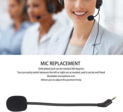 Detachable Mic Replacement for Astro A30 | 2.5mm Gold Plated Plug with Noise Reducing Foam, 360° Rotatable & Bendable Boom Arm for Clear Gaming Communication in Saudi Arabia