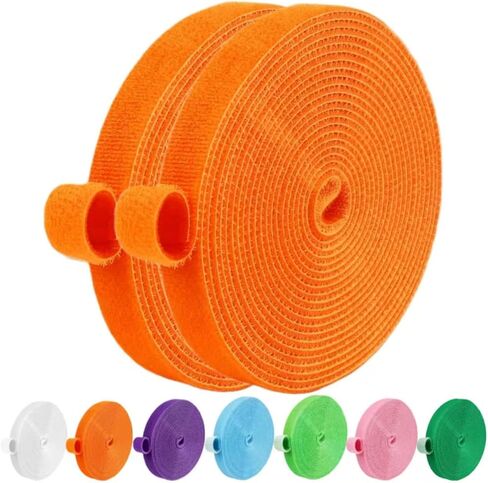 IFNOW 32FT ربطات كابل شريط تثبيت قابلة لإعادة الاستخدام على الوجهين، شريط إدارة الكابلات مزود بخطاف وحلقة، قوة ومتانة 0.4 بوصة/عرض (1، أبيض) in Kuwait
