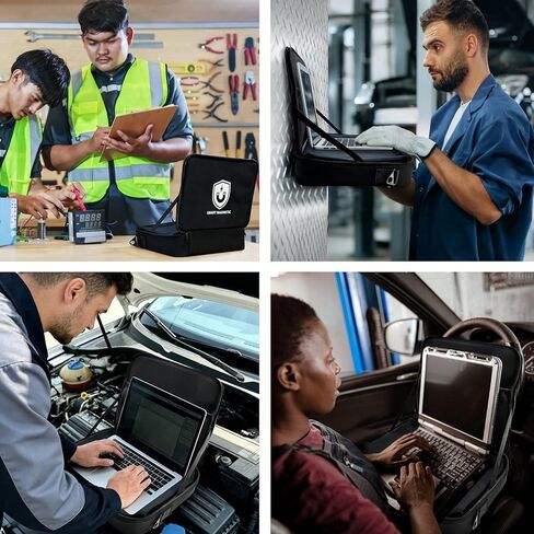 معيار الكمبيوتر المحمول المغناطيسي للفنيين - مكتب مغناطيسي محمول مثبت على الحائط وصينية كمبيوتر محمول قابلة للطي لورشة العمل أو المرآب أو المهندسين الميدانيين - رف أدوات صناعية شديدة التحمل، يحمل ما يصل إلى 60 رطلاً in Kuwait