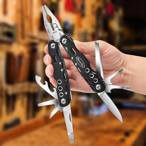 RoverTac كماشة متعددة المهام سكين جيب، 14 في 1 سكين متعدد الأدوات كماشة منشار فتاحة زجاجات قفل أمان غمد من النايلون، معدات التخييم والمشي لمسافات طويلة متعددة الأدوات للتخييم والبقاء على قيد الحياة والمشي لمسافات طويلة DIY، هدايا للرجال والأب in Kuwait