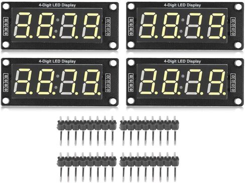 4 مجموعات وحدة عرض LED مكونة من 4 أرقام و7 قطاعات 0.56 بوصة 5 فولت TM1637 - لوحة واحدة لساعة أنبوبية رقمية مع واجهة ذات 4 سنون، تصميم التوصيل والتشغيل (أزرق) in Kuwait
