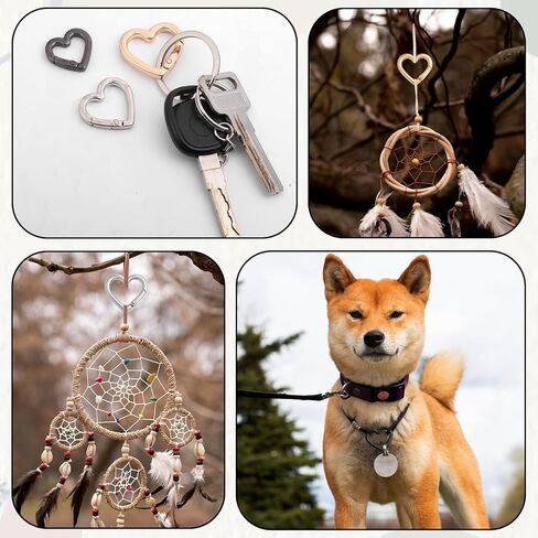 9Pcs 3 Sizes Heart Carabiner, Zinc Alloy Cute Small Carabiner Keychain Clip Spring Snap Clasp Hook Key Ring for Camping Hiking Fishing Traveling (Gold,Silver,Black) in Saudi Arabia