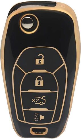 Flip 4 Button TPU Key Fob Cover Shell for Chevy Spark 2019 2020 2021 Trax Sonic Trailblazer Spark Ls 2021 Cruze 2016 2017 2018 2019 Cruze LS 2017 (flip 4 Button White) in Saudi Arabia