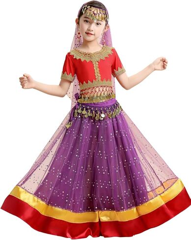 ZYACTU Girls Aladdin Jasmine Princess Dress Up Party Costume Belly Dance Halloween Costumes in Saudi Arabia
