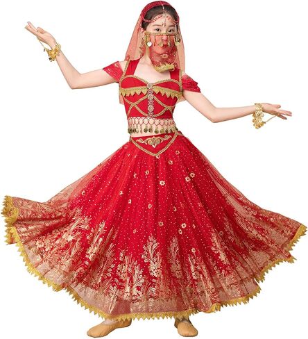 ZYACTU Girls Aladdin Jasmine Princess Dress Up Party Costume Belly Dance Halloween Costumes in Saudi Arabia
