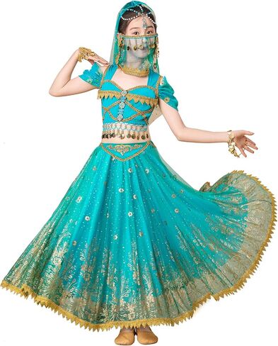 ZYACTU Girls Aladdin Jasmine Princess Dress Up Party Costume Belly Dance Halloween Costumes in Saudi Arabia