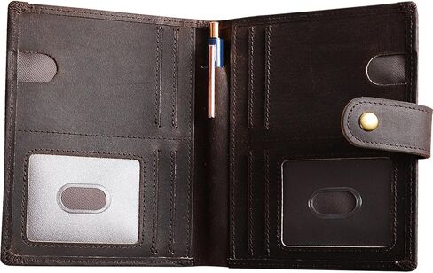 محفظة جواز السفر من الجلد المحبب بالكامل من فيتوس، منظم وثائق السفر مع خاصية حجب RFID، فتحات مزدوجة لجواز السفر، جيوب مزدوجة للنقود، حاملات بطاقات متعددة، دفتر ملاحظات للسفر وقلم متضمنان 60 صفحة in Saudi Arabia