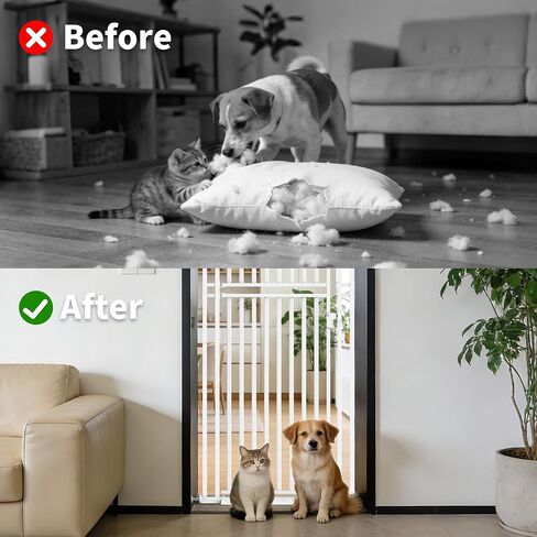 78.74" Extra Tall Cat Gate for Doorway, Wide Adjustable 27.56"-32.28" No Drilling Pet Proof Safety Door Gate, Pressure Mount Full Dog Barrier for Stairs Kitchen House-White in Saudi Arabia