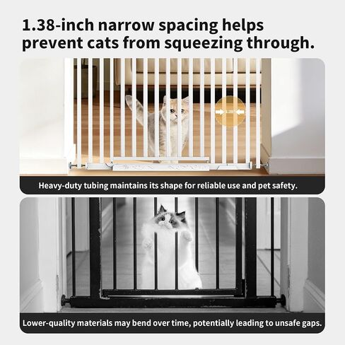78.74" Extra Tall Cat Gate for Doorway, Wide Adjustable 27.56"-32.28" No Drilling Pet Proof Safety Door Gate, Pressure Mount Full Dog Barrier for Stairs Kitchen House-White in Saudi Arabia