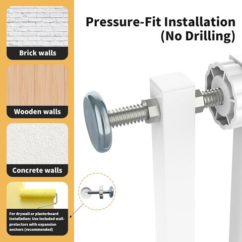 78.74" Extra Tall Cat Gate for Doorway, Wide Adjustable 27.56"-32.28" No Drilling Pet Proof Safety Door Gate, Pressure Mount Full Dog Barrier for Stairs Kitchen House-White in Saudi Arabia