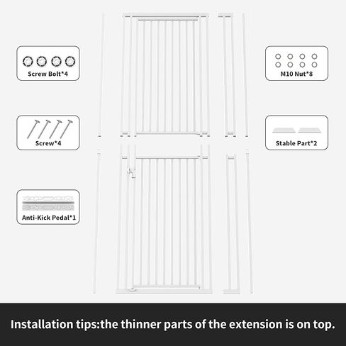 78.74" Extra Tall Cat Gate for Doorway, Wide Adjustable 27.56"-32.28" No Drilling Pet Proof Safety Door Gate, Pressure Mount Full Dog Barrier for Stairs Kitchen House-White in Saudi Arabia