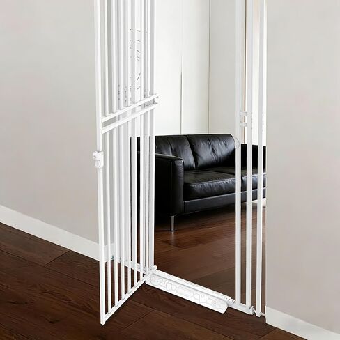 78.74" Extra Tall Cat Gate for Doorway, Wide Adjustable 27.56"-32.28" No Drilling Pet Proof Safety Door Gate, Pressure Mount Full Dog Barrier for Stairs Kitchen House-White in Saudi Arabia