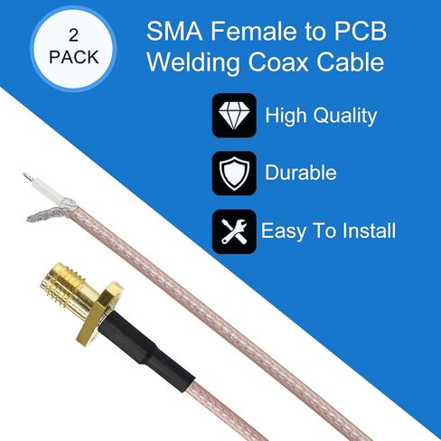 TUOLNK SMA Flange to PCB Solder Pigtail SMA Female 2 Hole Panel Mount to PCB Welding WiFi Antenna Extension RG316 6inch(15cm) Soldering Coaxial Coax Cable 2 Pack in Saudi Arabia