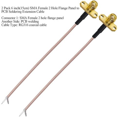 TUOLNK SMA Flange to PCB Solder Pigtail SMA Female 2 Hole Panel Mount to PCB Welding WiFi Antenna Extension RG316 6inch(15cm) Soldering Coaxial Coax Cable 2 Pack in Saudi Arabia