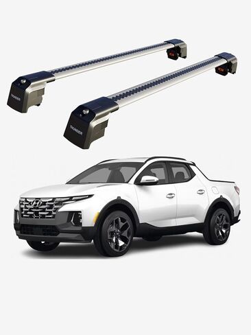 لسيارة Hyundai Santa Cruz 2022 2023 2024 2025 قضبان متقاطعة لسقف الألومنيوم الأسود قابلة للقفل - تناسب قضبان السقف الجانبية المرتفعة، قضيب متقاطع، حامل أمتعة السكك الحديدية in Saudi Arabia