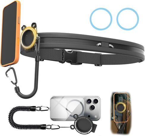 Upgraded N52 Magnetic Phone Holder with Universal Elastic Running Belt for Backpacks/Waist Bag Travel, Hiking, Rock Climbing, and Photography, Fits Phones, Keys, and Credit Cards in Saudi Arabia