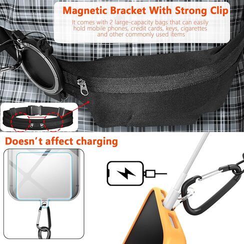 Upgraded N52 Magnetic Phone Holder with Universal Elastic Running Belt for Backpacks/Waist Bag Travel, Hiking, Rock Climbing, and Photography, Fits Phones, Keys, and Credit Cards in Saudi Arabia