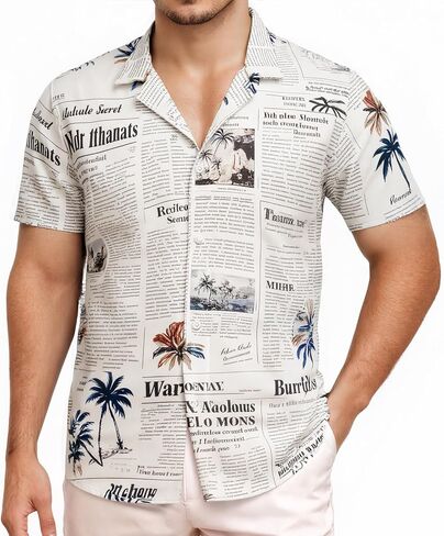 XPIZH Hawaiian Shirt for Men Short Sleeve Button Down Shirt Tropical Print Casual Shirt for Beach Vacation Summer Party in Saudi Arabia