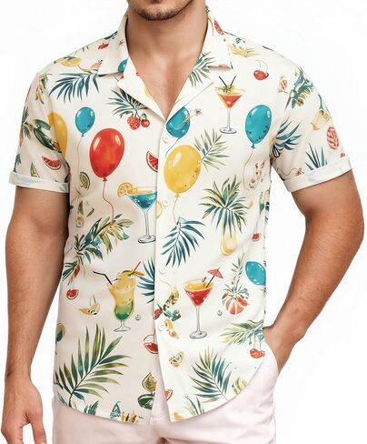 XPIZH Hawaiian Shirt for Men Short Sleeve Button Down Shirt Tropical Print Casual Shirt for Beach Vacation Summer Party in Saudi Arabia